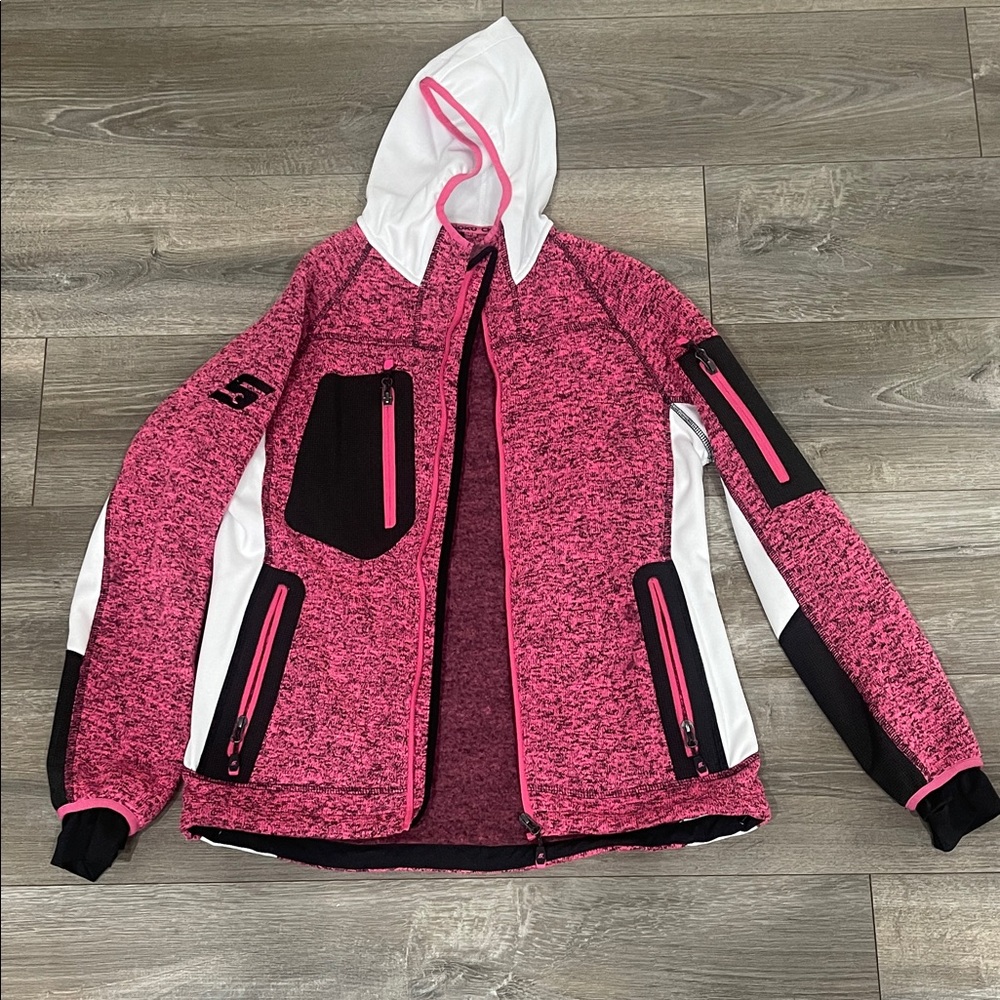 Snap-On Pink and Black Hooded Jacket